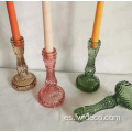 Candeladores de candelabros de vidrio cónicos de color retro